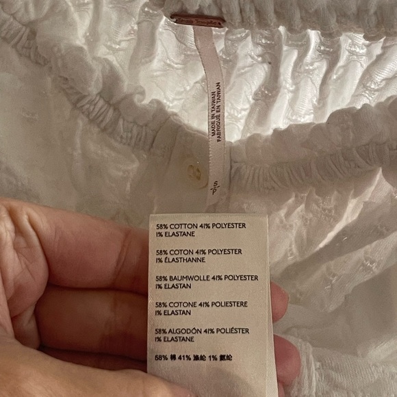 Free People Ladybug Long Sleeve Milkmaid Top White Stretch Eyelet Sweetheart Sm - Picture 6 of 7